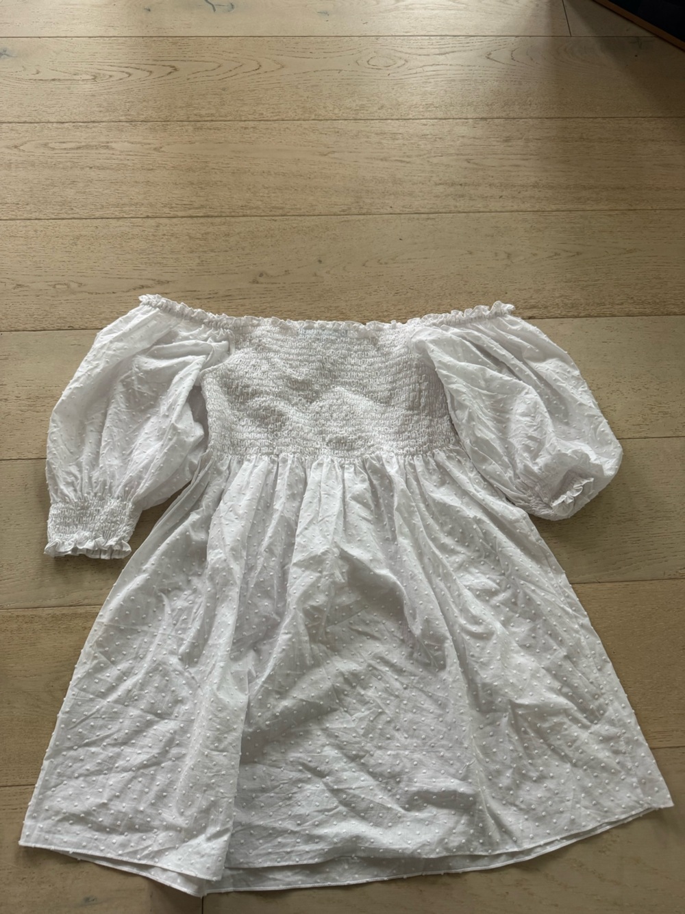Hill House The Athena Nap Dress White Swiss Dot Mini Smocked Babydoll S - Picture 4 of 6